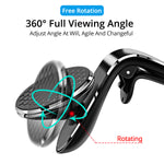 Car air vent phone holder with 360-degree rotating magnetic mount, black and silver
