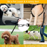 Pet dog seat belt leash and leash strap with metal clasp for car or walking