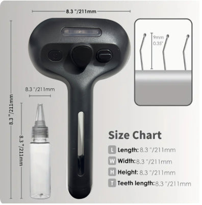 Black self-cleaning pet hair remover brush with mist nozzles and bristle head