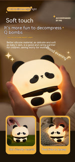Luz de Noche LED de Panda, Lámpara de Noche de Silicona Linda, Recargable por USB, Lámpara de Noche Táctil para Dormitorio, Lámpara con Temporizador, Decoración, Regalo para Niños, Decoración del Hogar