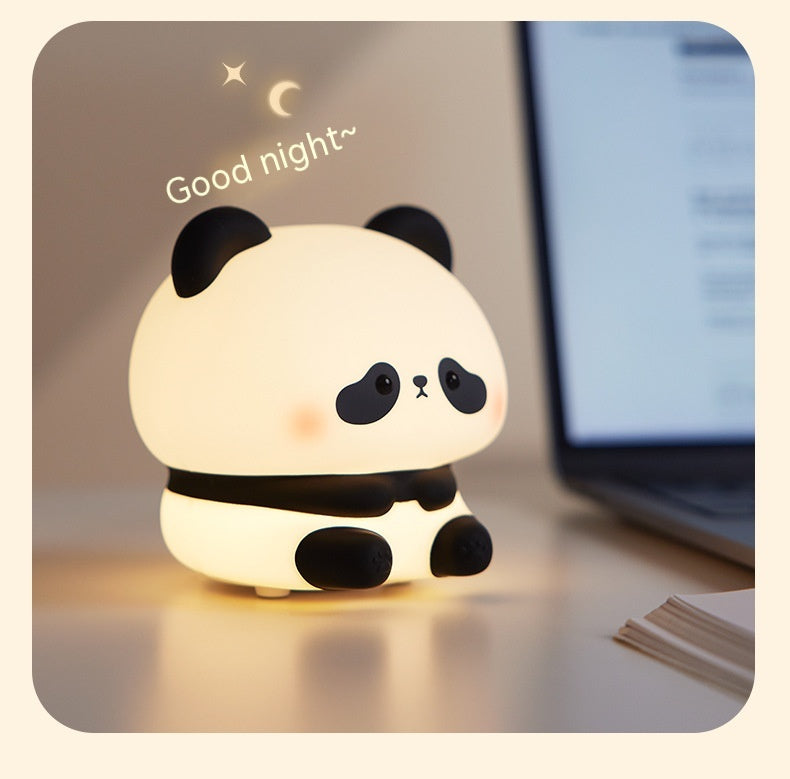 Luz de Noche LED de Panda, Lámpara de Noche de Silicona Linda, Recargable por USB, Lámpara de Noche Táctil para Dormitorio, Lámpara con Temporizador, Decoración, Regalo para Niños, Decoración del Hogar