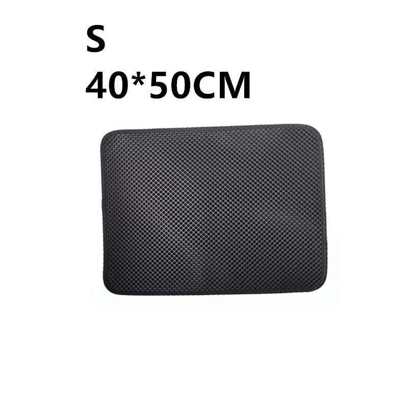 Black cat litter mat (Size S) with fine grid texture, 40 x 50 cm