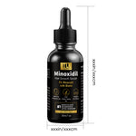 Minoxidil hair growth serum bottle shown with size measurement lines