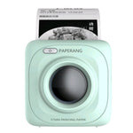 Mint green mini thermal photo printer with front lens window and power button