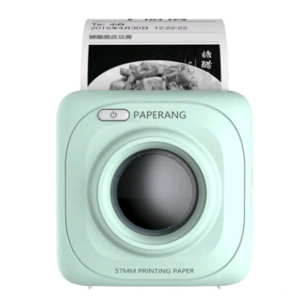 Mint green mini thermal photo printer with front lens window and power button