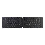 Black foldable keyboard with compact keys and integrated touchpad