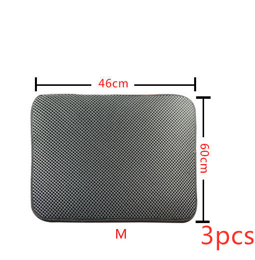 Double-layer cat litter mat, light gray textured double-sided design, size M (46 x 60cm)