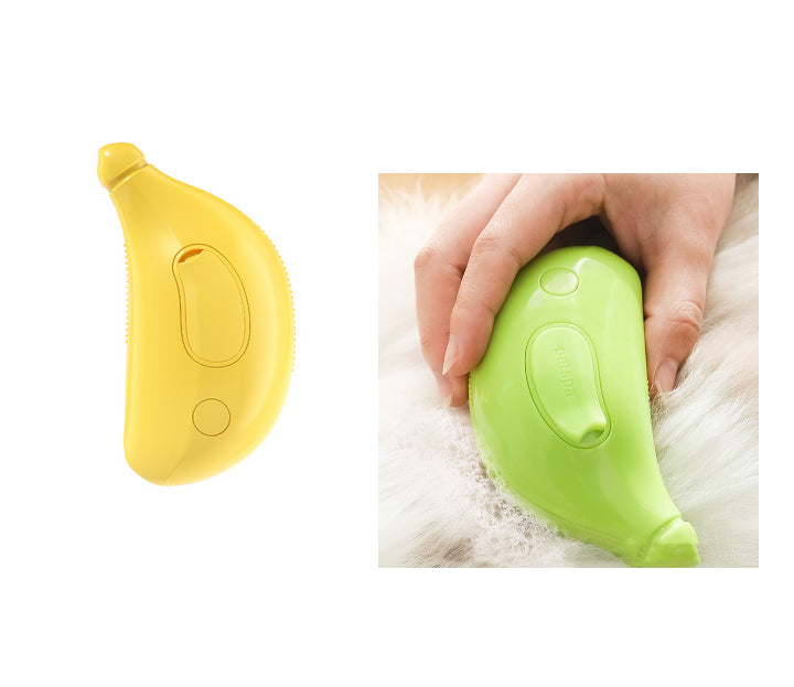 Pet steam brush grooming comb, yellow and green handheld massager