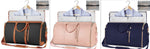 Three foldable waterproof duffle bags, black, pink, and navy with tassel zippers