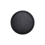 Black mini GPS tracker with strong magnet, front star emblem on round face