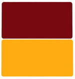 Dark red and yellow waterproof PU desk mat set, two rectangular pads with rounded corners