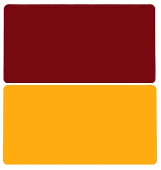 Dark red and yellow waterproof PU desk mat set, two rectangular pads with rounded corners