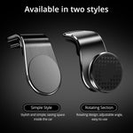 Car air vent phone holder showing simple style and rotating section, silver