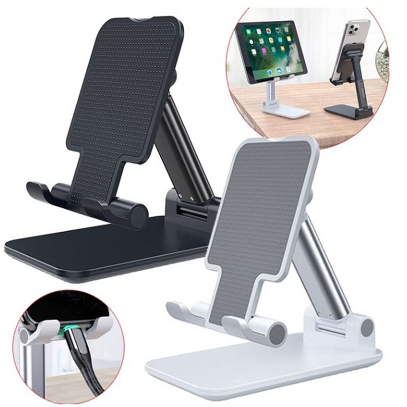 Soporte de tablet de escritorio metálico plegable para teléfono móvil, soporte de mesa para iPhone iPad ajustable
