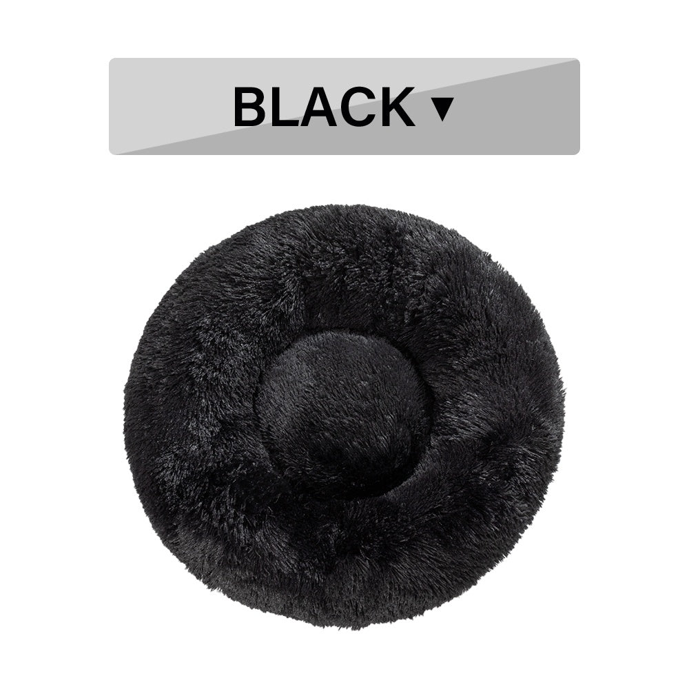 Fluffy Donut Dog Bed | Cozy Plush Cushion for Small & Large Pets | Washable & Calming Design