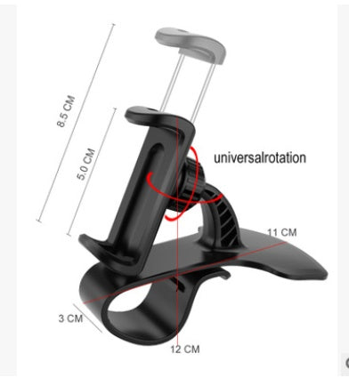 Car phone holder with suction-style base and cradle, dark plastic with green accents