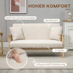 2-Sitzer Sofa, Stoffbezug In Leinenoptik, Kompakt, Bis 200 Kg, Holzrahmen, 123L X 69B X 74H Cm, Beige