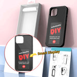 Black NFC smart display phone case with square window and DIY graphic