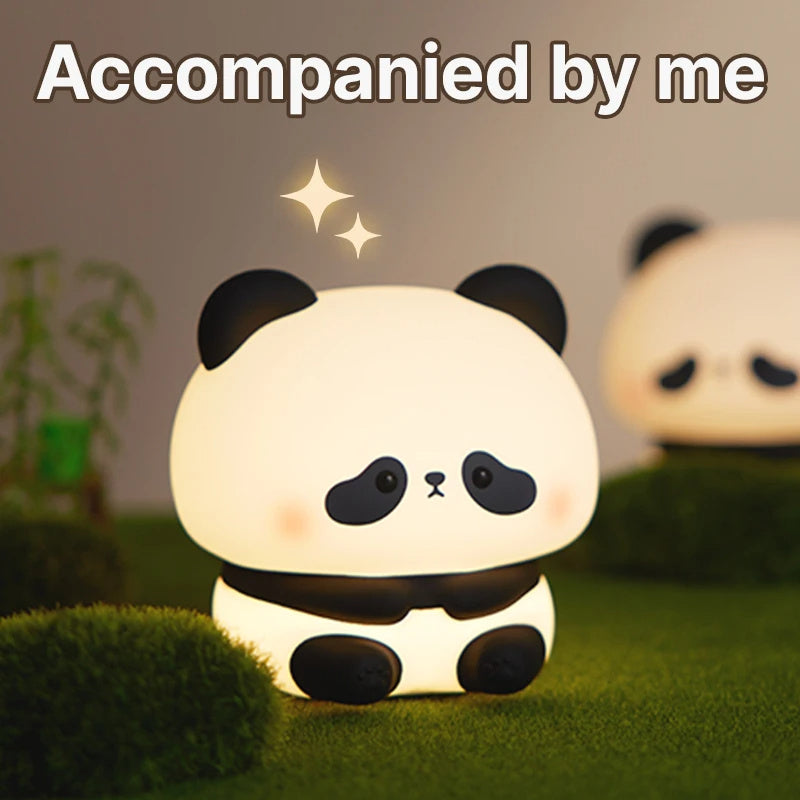 Luz de Noche LED de Panda, Lámpara de Noche de Silicona Linda, Recargable por USB, Lámpara de Noche Táctil para Dormitorio, Lámpara con Temporizador, Decoración, Regalo para Niños, Decoración del Hogar