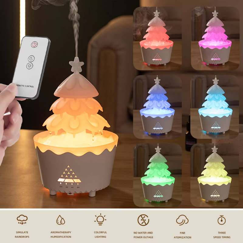 Nuevo Diseño Difusor de Aroma de Aceites Esenciales Silencioso Pequeño Humidificador con Mando a Distancia Adecuado para el Hogar Regalo de Navidad