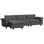 Sectional Sofa, L Shaped Couch with Deep Seat, Movable Ottoman and Pillow-top Armrests, Dark Gray