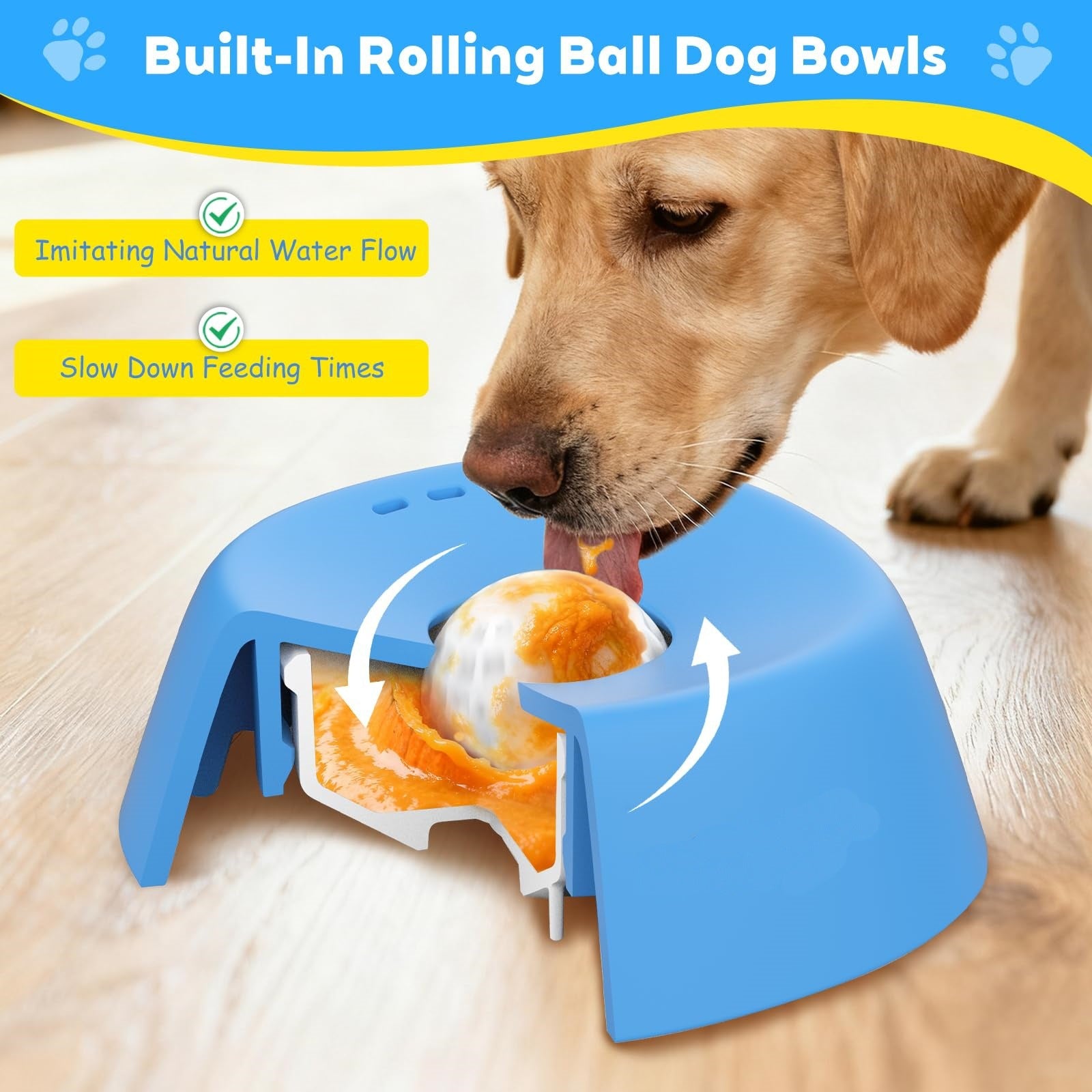 Pawfect Paws Non-Slip Spherical Slow Feeder Bowl - Anti-Choking Design for Liquid Treats & Yogurt Fun