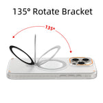 Clear phone case with magnetic ring stand, rotated bracket, and camera cutouts