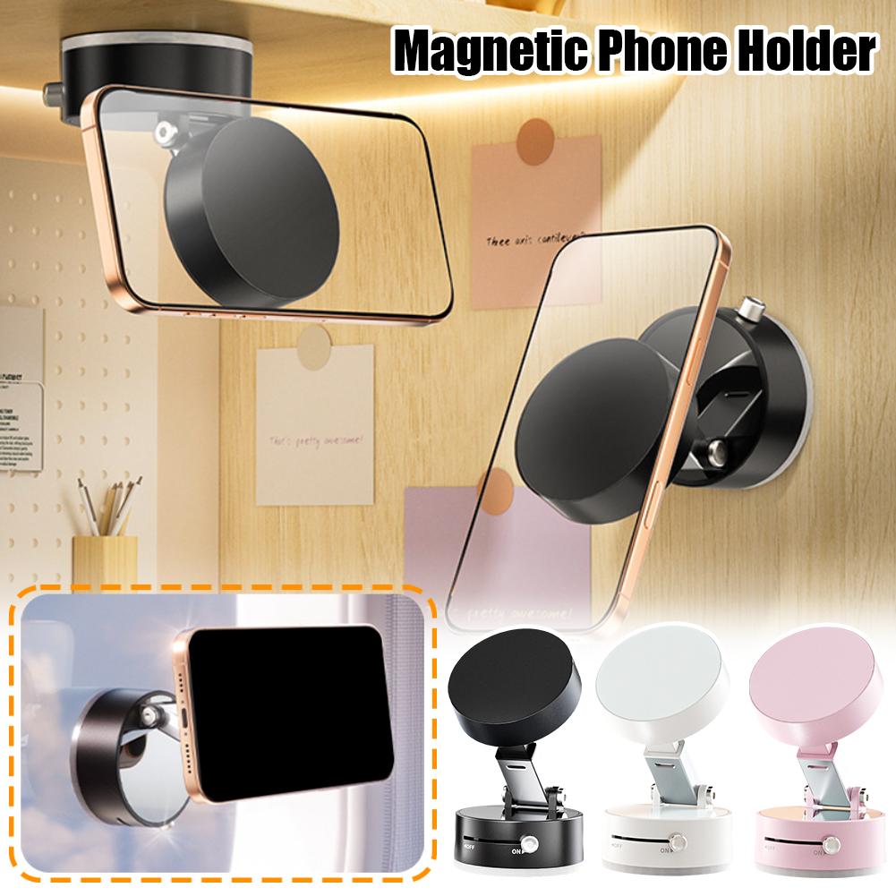 Magnetic phone holder with circular magnet pad and phone-facing support