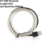 Luces de Navidad LED para Exteriores, a Pilas o por USB, Guirnalda de Hadas de Alambre de Cobre de 2m, 5m o 10m para Decoración de Fiestas y Bodas