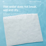 Boxed disposable face towels, white sheet with fine textured pattern