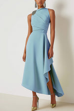 Vestido midi sin mangas verde salvia – Estilo elegante para invitadas de boda