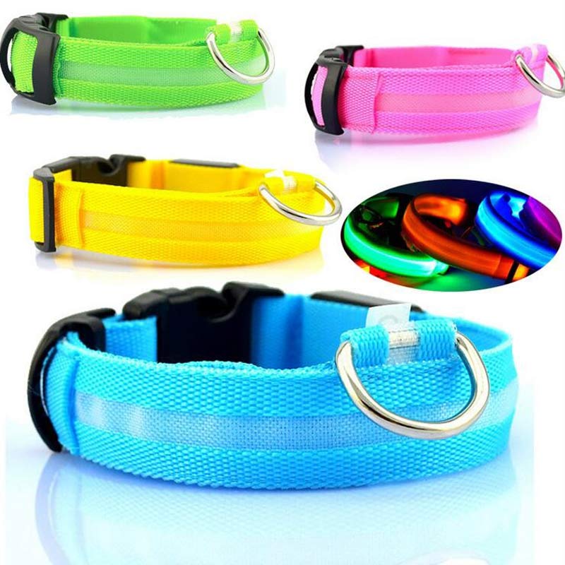 GlowPaws Nylon LED Dog Collar - Adjustable Luminous Leash for Night Safety & Visibility