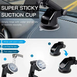 Universal car phone suction cup mount holder with black cradle and round suction pad