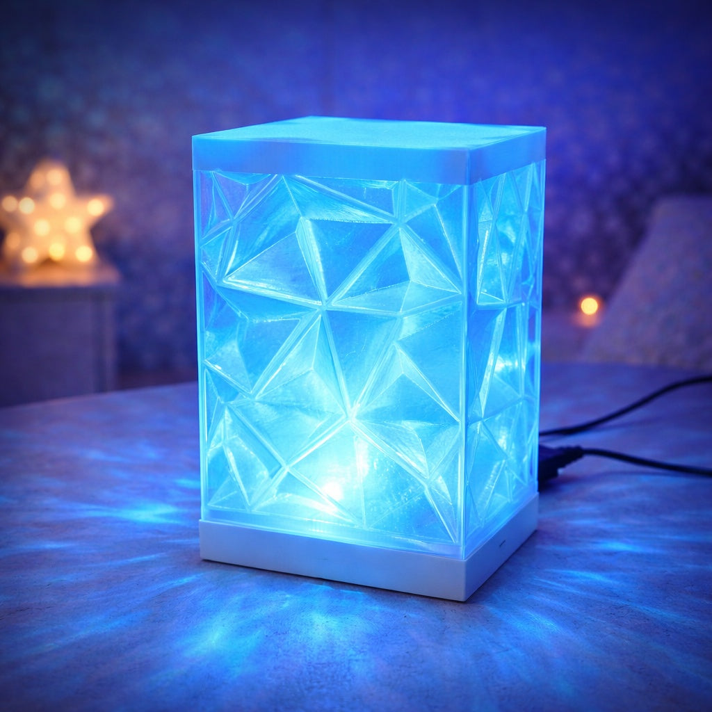 3D Printed Crystal Ambient Lamp RGB Remote Control USB-C Rechargeable Diamond Night Light For Bedroom Decor