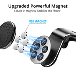 Car air vent phone holder with magnetic disc and vent bracket, black and silver
