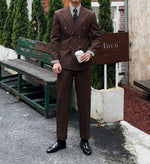 Chic & Classy Retro Ribbed Double-Breasted Suit - Elevate Your Style