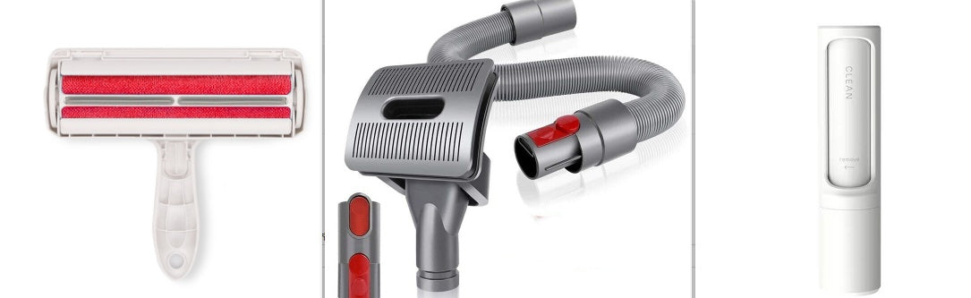 Pet hair remover lint roller brush with red blade and gray body