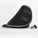 Vertical ergonomic wired RGB mouse, angled view with USB plug and LED light strip