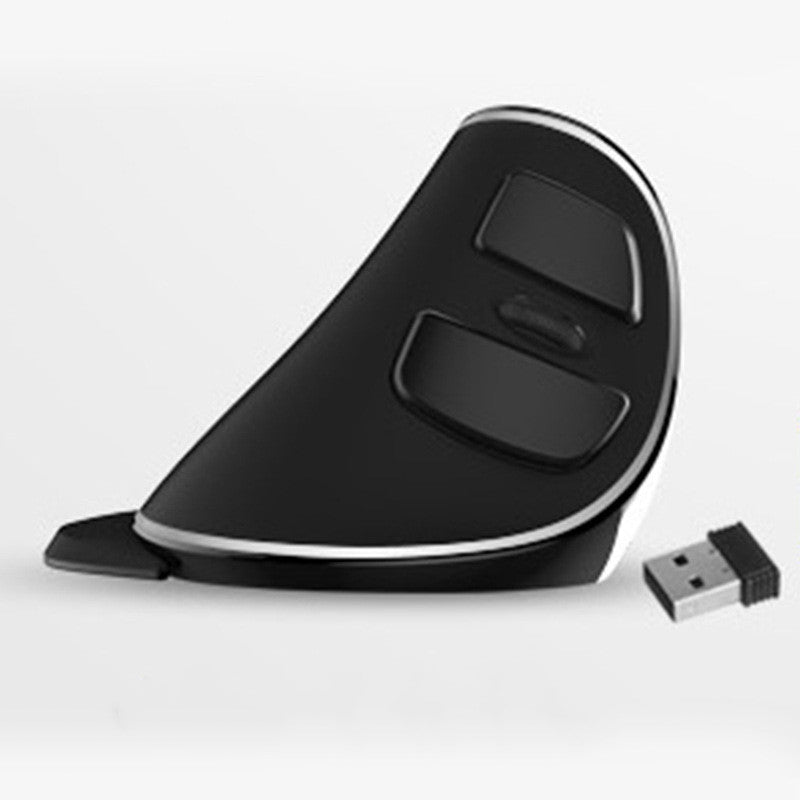 Vertical ergonomic wired RGB mouse, angled view with USB plug and LED light strip