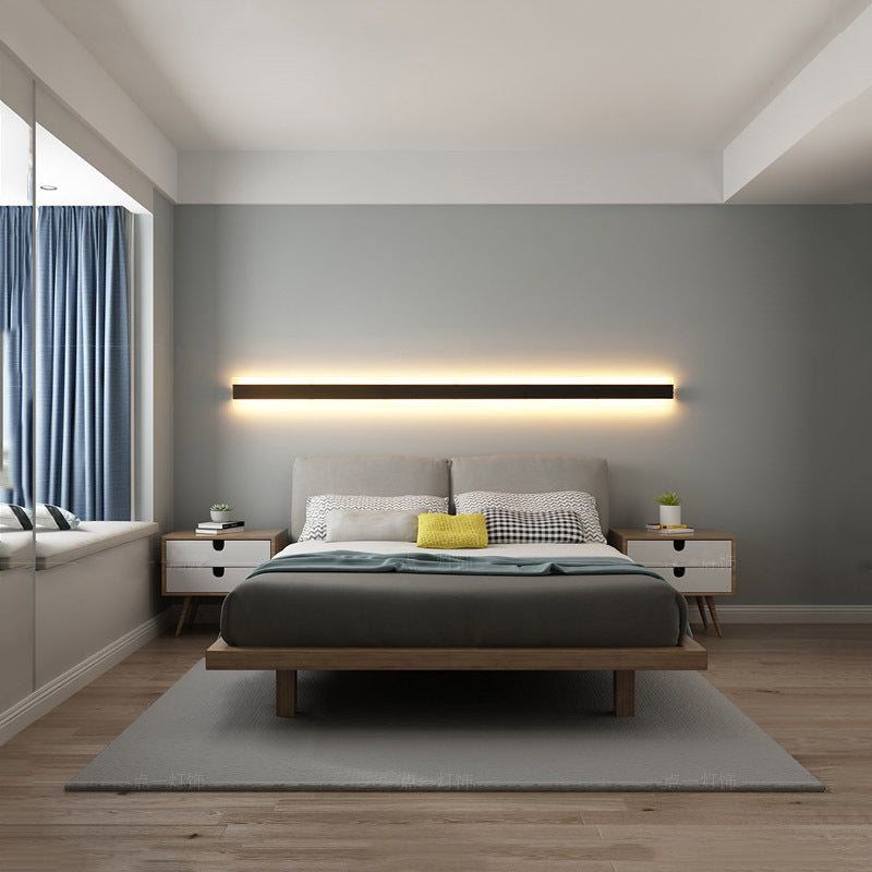 Minimalist LED wall lamp, horizontal acrylic light bar with warm glow