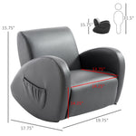 Kids Sofa Rocking Chair With Side Pocket, PU Leather Toddler Armchair For Children Grey
