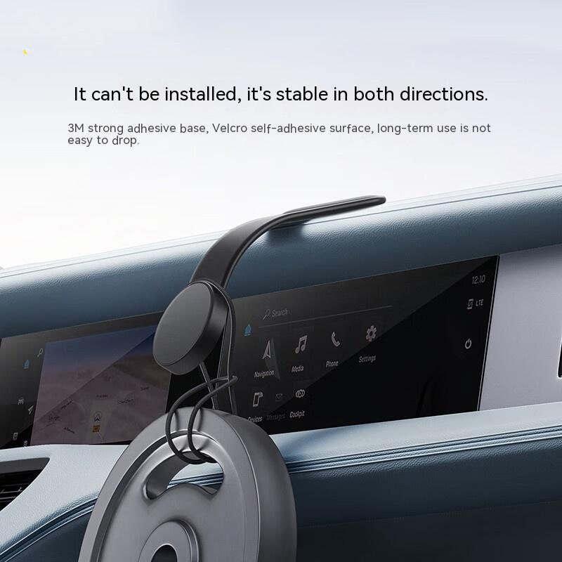 Dark magnetic car phone holder with circular mount and adjustable arm