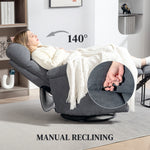 Sillón reclinable giratorio ancho – Balancín 360°, resortes ensacados, gris
