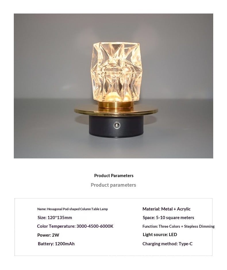 Charging Small Desk Lamp Three-Color Touch Ambient Light