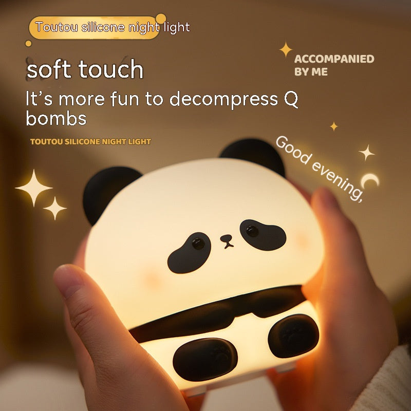 Luz de Noche LED de Panda, Lámpara de Noche de Silicona Linda, Recargable por USB, Lámpara de Noche Táctil para Dormitorio, Lámpara con Temporizador, Decoración, Regalo para Niños, Decoración del Hogar