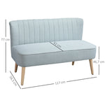 Sofá de 2 plazas, tapizado suave, funda fácil de limpiar, hasta 150 kg, 117 x 56,5 x 77 cm, verde claro