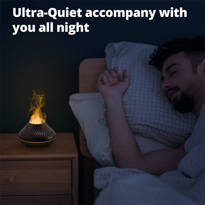 Nuevo difusor de aroma de llama volcánica, lámpara de aceite esencial de 130 ml, humidificador de aire portátil USB con luz nocturna de color, nebulizador y luz LED