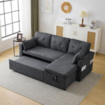 Sofá cama convertible 3 en 1 con chaise longue de almacenamiento interno, sofás cama en forma de L con portavasos, almohadas y bolsillo de almacenamiento. Sofá cama extraíble seccional para sala de estar, dormitorio u oficina, gris