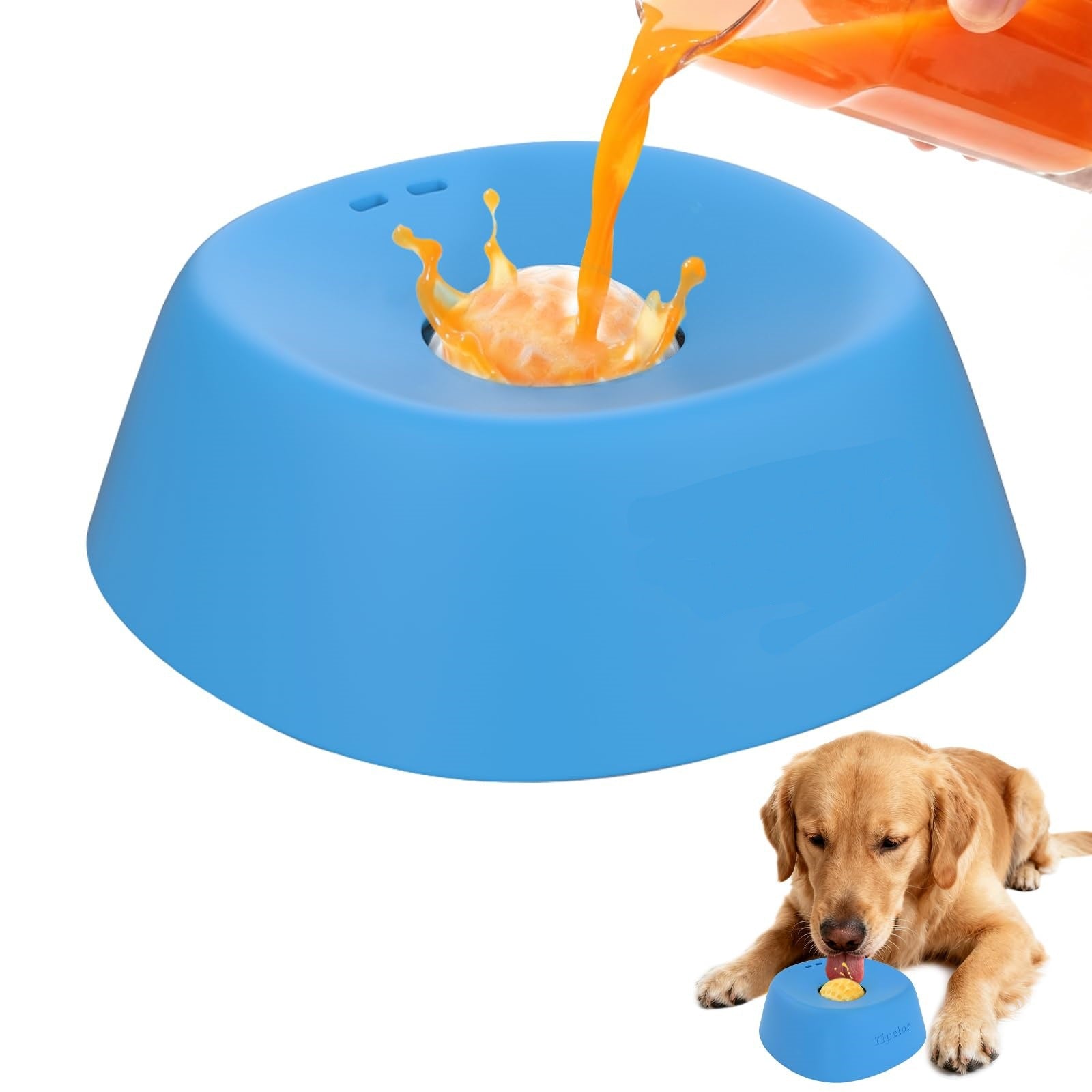 Pawfect Paws Non-Slip Spherical Slow Feeder Bowl - Anti-Choking Design for Liquid Treats & Yogurt Fun