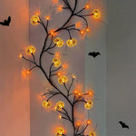 Guirnalda de luces LED de sauce de Halloween con motivos de murciélago y calabaza para decoración interior y exterior de fiestas y casas